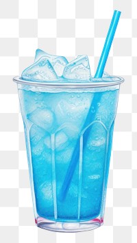 PNG Drink cocktail glass blue, digital paint illustration. AI generated image