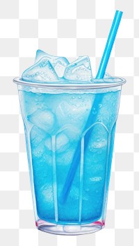 PNG Drink cocktail glass blue, digital paint illustration. 