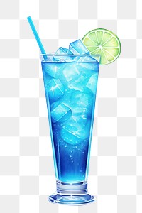 PNG Cocktail mojito drink fruit, digital paint illustration.