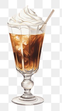 PNG Cocktail dessert glass food, digital paint illustration. AI generated image