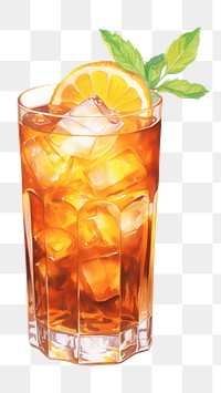 PNG Cocktail mojito drink fruit, digital paint illustration. AI generated image