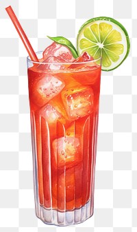 PNG Drink cocktail mojito fruit, digital paint illustration. 