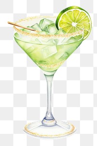 PNG Margarita cocktail martini drink, digital paint illustration.