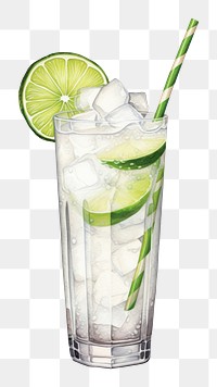 PNG Drink lime cocktail mojito, digital paint illustration. AI generated image