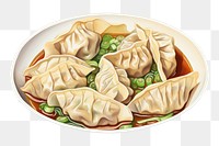 PNG Dumpling wonton pasta plate, digital paint illustration.