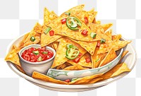 PNG Nachos snack plate food, digital paint illustration. AI generated image