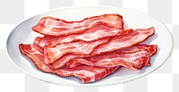 PNG Bacon plate meat pork, digital paint illustration.