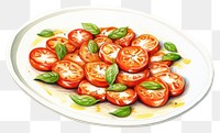 PNG Dish vegetable tomato plate, digital paint illustration.