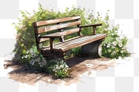 PNG Bench furniture outdoors garden transparent background