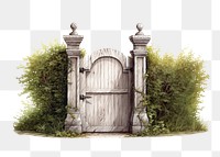 PNG rustic garden gate greenery