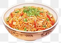 PNG Noodle food dish chopsticks, digital paint illustration. AI generated image