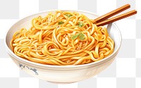 PNG Noodle food dish spaghetti, digital paint illustration. 