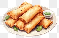 PNG Spring rolls, digital paint illustration.