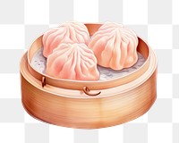 PNG Dumpling food white background xiaolongbao, digital paint illustration. AI generated image