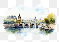 PNG Architecture outdoors painting bridge. AI generated Image by rawpixel.