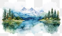 PNG Landscape lake outdoors painting. AI generated Image by rawpixel.