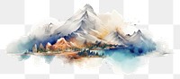 PNG Mountain landscape panoramic painting. AI generated Image by rawpixel.