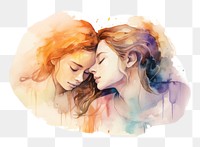 PNG watercolor illustration of women couple, isolate illustration on paper --ar 3:2