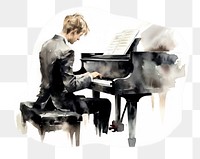 PNG watercolor illustration of Pianist, isolate illustration on paper