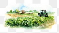 PNG water color illustration of agriculture, isolated on white paper