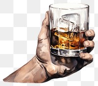 PNG Glass holding whisky drink. 