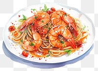 PNG Spaghetti seafood shrimp pasta. 