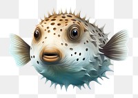 PNG Fish animal puffer underwater, digital paint illustration. AI generated image