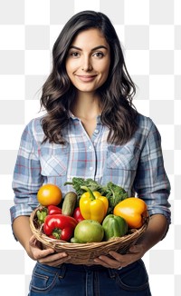 PNG Vegetable holding fruit adult transparent background