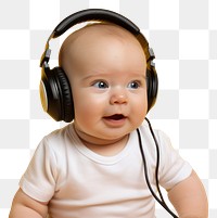 PNG Headphones baby portrait headset. 