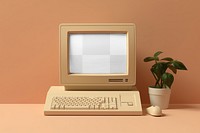 Retro computer screen png transparent mockup