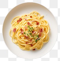 PNG Carbonara spaghetti pasta plate. 