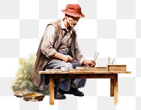 PNG Carpenter painter table adult. AI generated Image by rawpixel.
