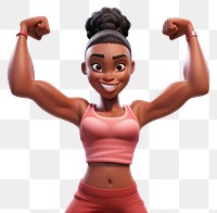 PNG Cartoon transparent background flexing muscles weightlifting. 