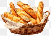 PNG Baguette basket bread food. 