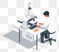 PNG  Microscope person adult desk. AI generated Image by rawpixel.