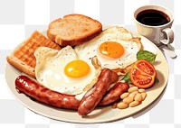 PNG Breakfast plate coffee bread. AI generated Image by rawpixel.