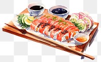 PNG Food sushi plate meal. AI generated Image by rawpixel.