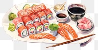 PNG Food sushi plate meal. AI generated Image by rawpixel.