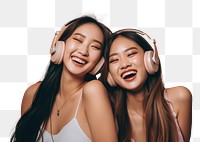 PNG Headphones listening laughing music. AI generated Image by rawpixel.