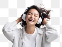 PNG Headphones listening laughing headset. AI generated Image by rawpixel.