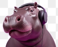 PNG Headphones cartoon mammal hippo. 