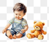 PNG Baby portrait sitting toy. AI generated Image by rawpixel.