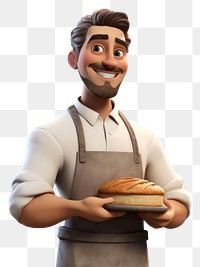 PNG Smiling cartoon adult baker. 