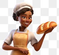 PNG Smiling cartoon female bread. 