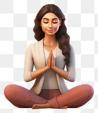 PNG Meditating sitting adult woman. 