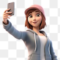 PNG Cartoon smiling selfie adult. 