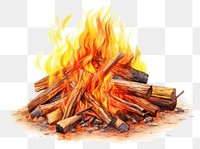 PNG Bonfire fireplace white background firewood. AI generated Image by rawpixel.