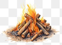 PNG Bonfire fireplace white background deforestation. AI generated Image by rawpixel.