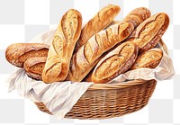 PNG Bread baguette basket food. AI generated Image by rawpixel.