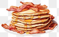 PNG Pancake bacon plate food. AI generated Image by rawpixel.